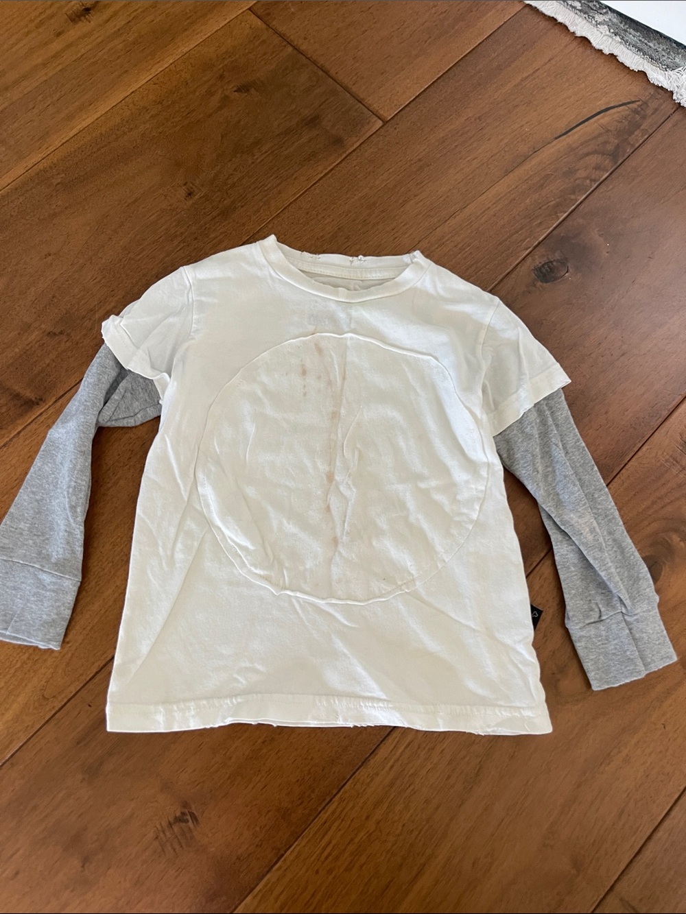 nununu White Tee with Gray Layered Long Sleeves- Flaws noted